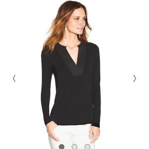 WHBM black long sleeve Henley top, XXS